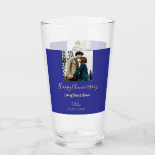 Verre Boho moderne heureux anniversaire ajouter nom bleu