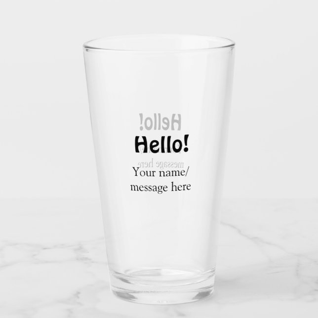 Verre Bonjour ajouter un message de nom simple minimum é (Devant)