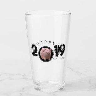 Verre Bonne année PIg grande 2019 boisson 3D originale G