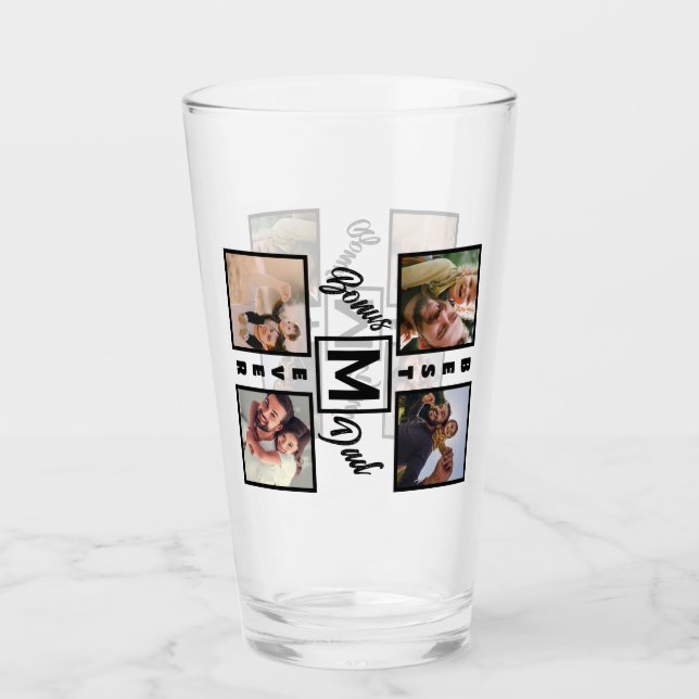 Verre Bonus moderne personnalisé Papa Stepdad 4 Photo Co (Devant)