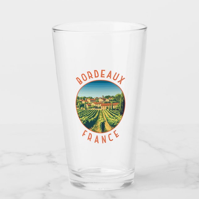 Verre Bordeaux France Rétro Cercle Distressé (Devant)