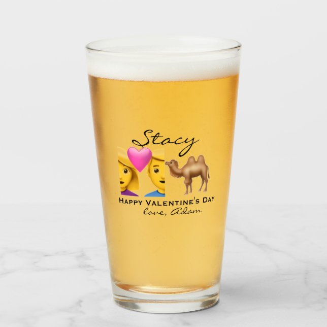 Verre Bosse de couples de coeur d'amour de heureuse (Devant (rempli))