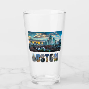 Verre Boston Massachusetts City Skyline Photo Beer Pint
