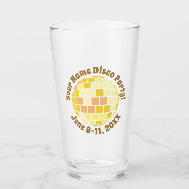 Verre Boule à facettes Retro Gold PERSONNALISÉE (Devant)