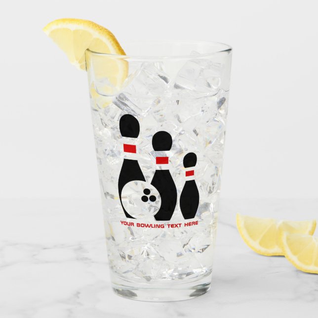 Verre Boule de quilles et épingles rouge et noir (Devant glace)