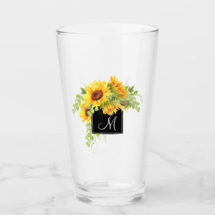 Verre Bouquet de tournesols rustiques et tout monogramme