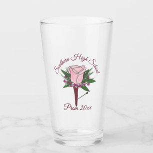 Verre Boutonniere de rose rose pour enterrement de vie d