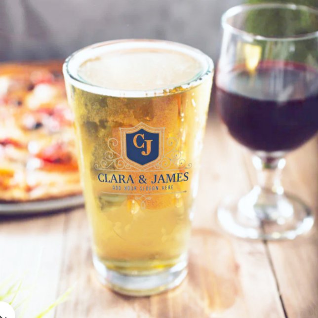 Verre Bride And Groom Monogram Names Elegant Weeding (Créateur téléchargé)