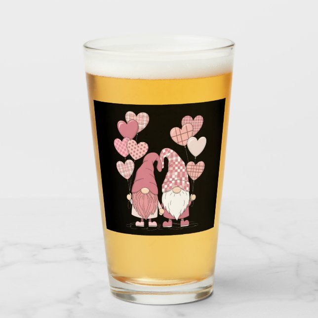 Verre Buffalo rose Plaid Heart Gnomes Saint-Valentin (Devant (rempli))
