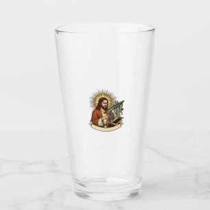Verre Bureau debout Jésus cassé coincé à mi-chemin Humou