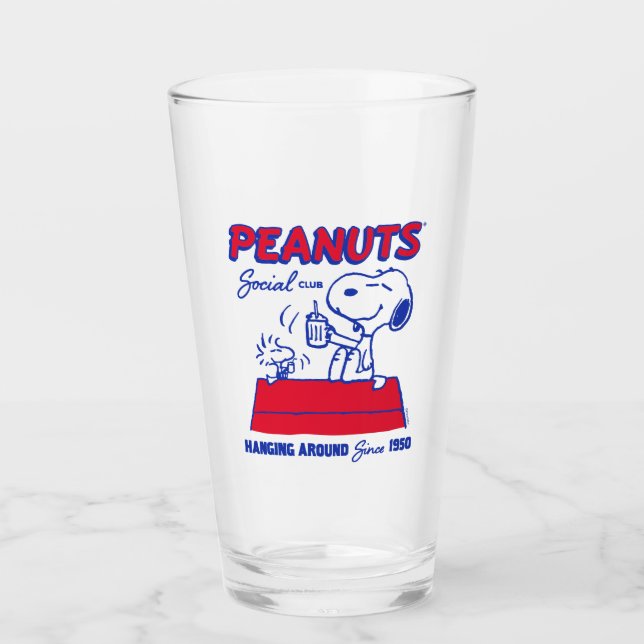 Verre cacahuètes | Snoopy & Woodstock penché autour (Devant)