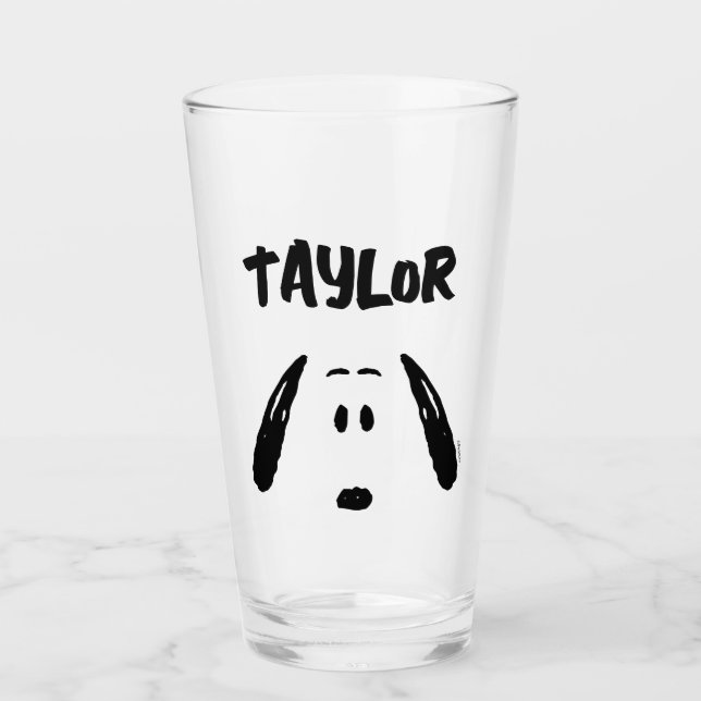Verre cacahuètes | Visage Snoopy | Ajouter Votre Nom (Devant)