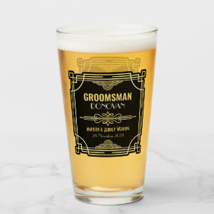 Verre Cadeau de mariage Art déco Garçon d'honneur Or Noi