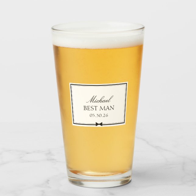 Verre Cadeau de mariage personnalisé Best Man Bowtie (Devant (rempli))