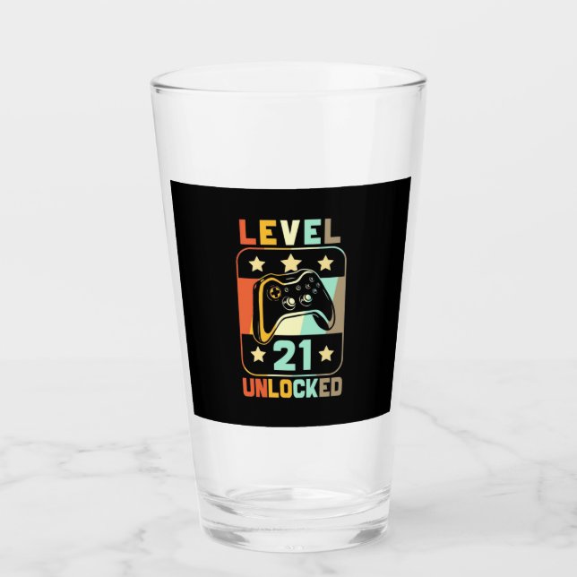 Verre Cadeau du 21e anniversaire | Niveau 21 déverrouill (Devant)