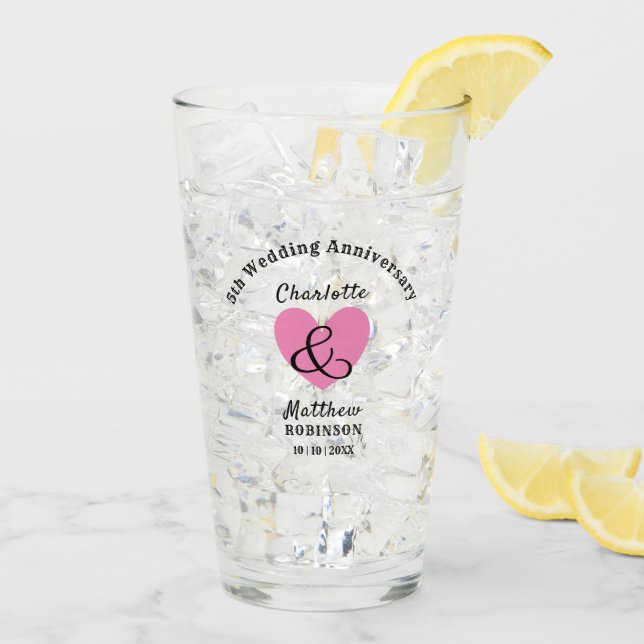 Verre Cadeau du 5e anniversaire du Mariage personnalisé (Dos glace)