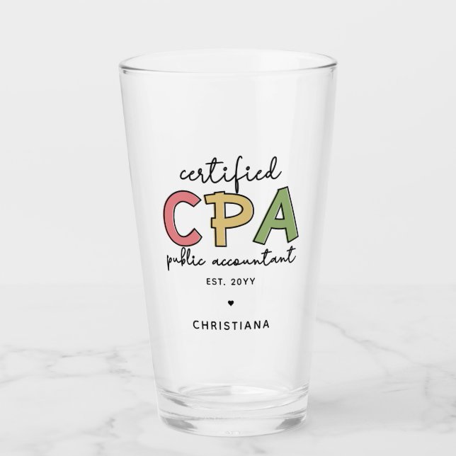 Verre Cadeaux comptables publics certifiés CPA personnal (Devant)