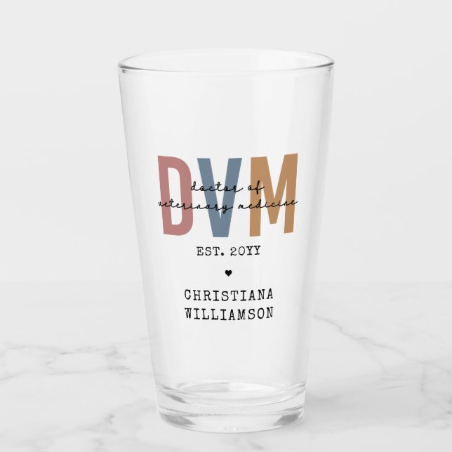 Verre Cadeaux personnalisés DVM Docteur en médecine vété (Devant)