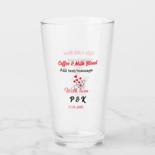 Verre Café & mélange de lait couple d'amour café cœur ro