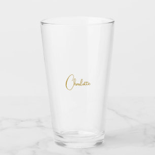 Verre Calligraphie minimaliste Nom du script Couleur or
