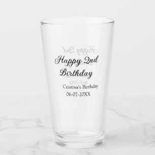 Verre calligraphie simple minimum heureux 2e anniversair