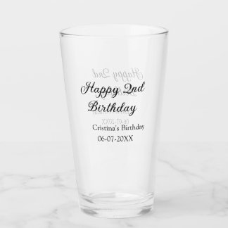 Verre calligraphie simple minimum heureux 2e anniversair