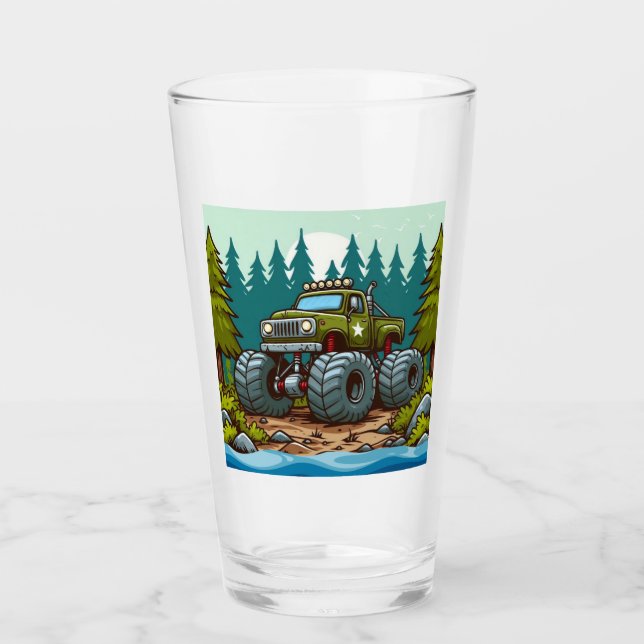 Verre Camion Monster Vert dans la forêt (Devant)