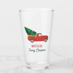 Verre Camionnette Rouge de Noël Famille Fête Personnalis