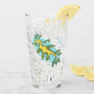 Verre Caricature amusante de dragon de mer feuillu