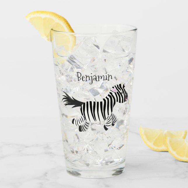 Verre Caricature amusante de zèbre (Devant glace)