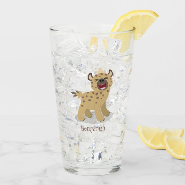 Verre Caricature amusante hyena riant illustration (Dos glace)