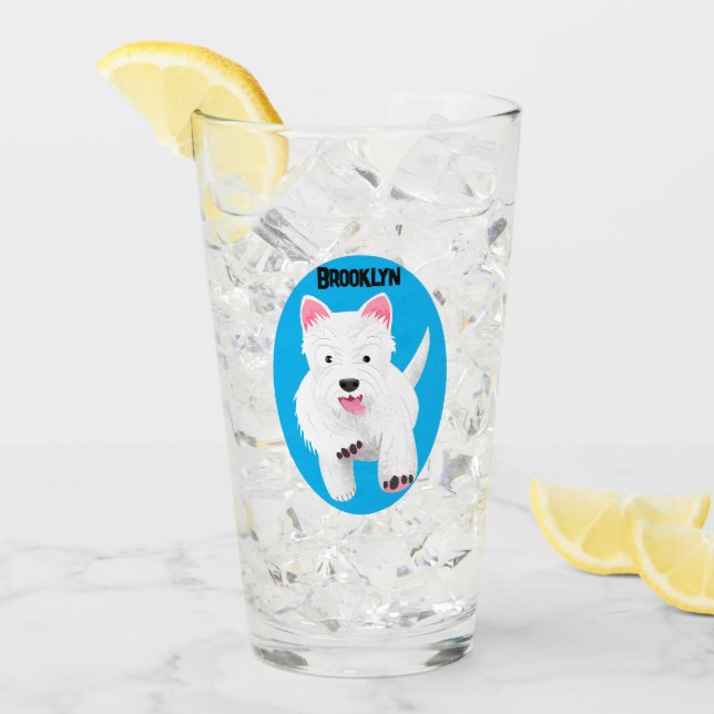 Verre Caricature blanche de terrier de l'ouest (Devant glace)