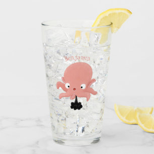 Verre Caricature de bébé pieuvre rose mignonne humour