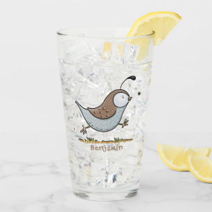 Verre Caricature de caille californienne joli