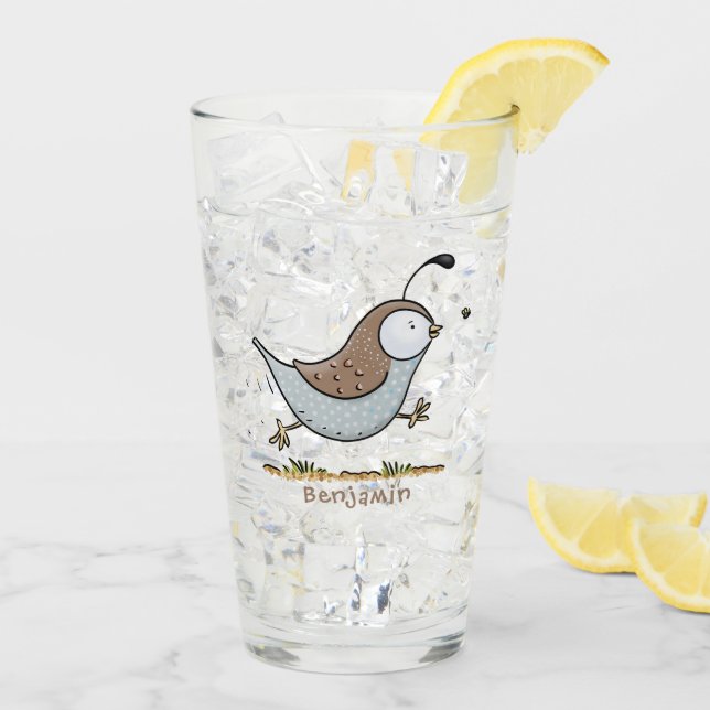 Verre Caricature de caille californienne joli (Dos glace)