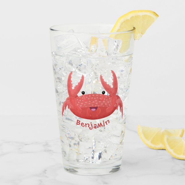 Verre Caricature de crabe rouge cuite (Dos glace)