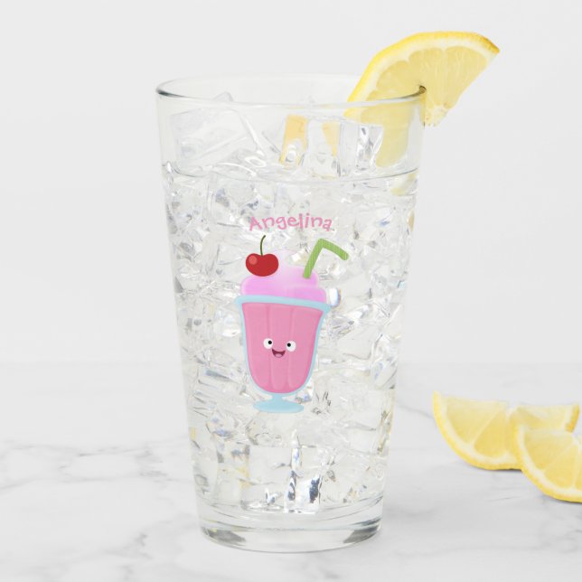Verre Caricature de crème glacée de fraise mignonne (Dos glace)