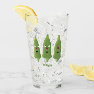 Verre Caricature de légumes de l'okra chantante mignonne