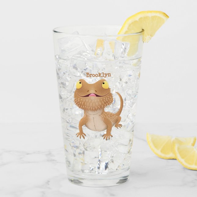 Verre Caricature de lézard de dragon à barbe (Dos glace)
