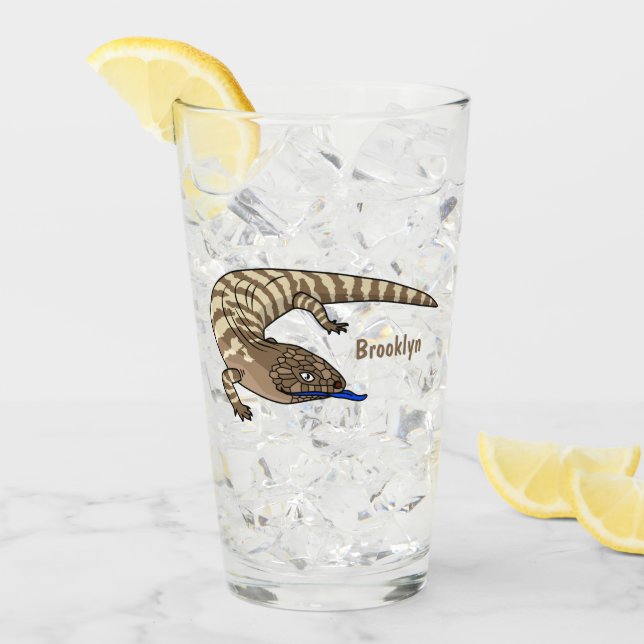Verre Caricature de lézard rouge (Devant glace)