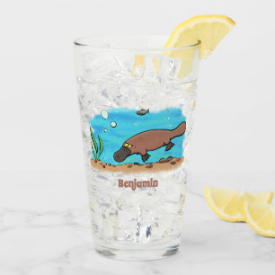 Verre Caricature de natation de Cute platypus