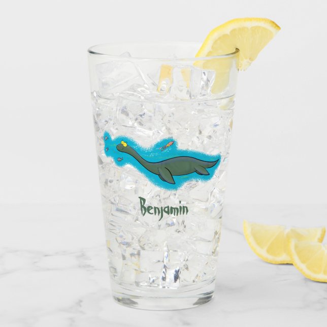 Verre Caricature de plesiosaure, monstre marin mignon et (Dos glace)