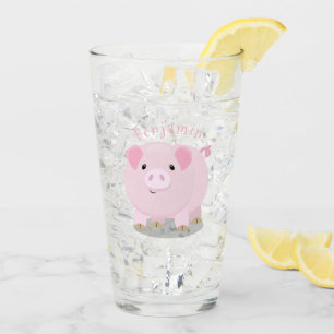 Verre Caricature de porc mignon rose pot vendue