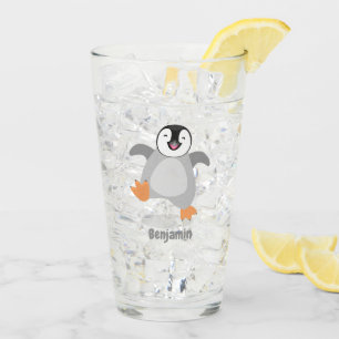 Verre Caricature de poussin de pingouin mignon et joyeus