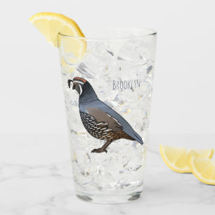 Verre Caricature d'oiseau de caille de Californie