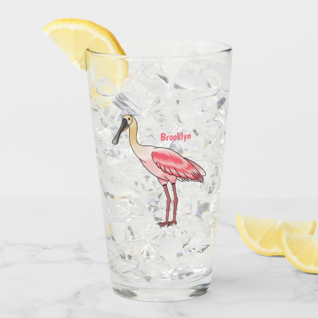 Verre Caricature d'oiseau de spatule de rose (Devant glace)