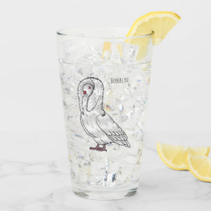 Verre Caricature d'oiseau pigeon Jacobin