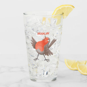 Verre Caricature d'oiseau rouge chantant mignon