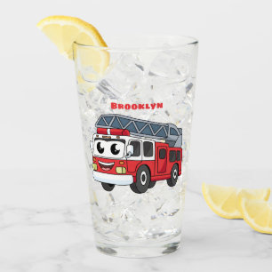 Verre Caricature du moteur de feu joyeux