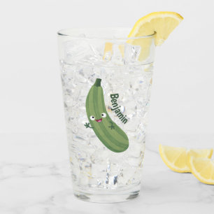 Verre Caricature joyeux de courgettes mignonnes